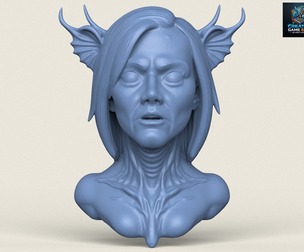 Woman Horror Face Bust Print Ready 3D Model