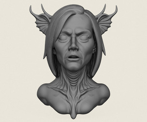 Woman Horror Face Bust Print Ready 3D Model