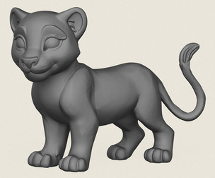 Lion Cub Print Ready 3D Model