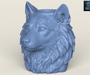 Wolf Head Vase Print Ready 3D Model