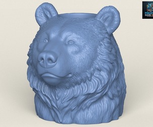 Bear Head Vase Print Ready 3D Model