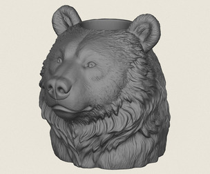 Bear Head Vase Print Ready 3D Model