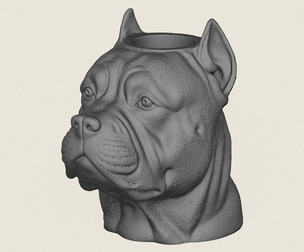 Pit Bull Dog Face Vase Print Ready 3D Model