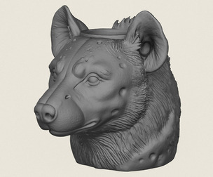 Hyena Face Vase Print Ready 3D Model