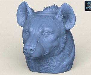 Hyena Face Vase Print Ready 3D Model