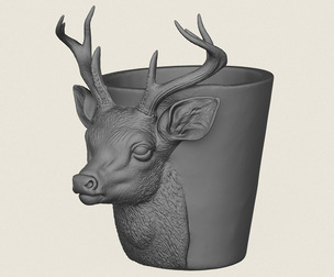 Deer Head Planter Print Ready 3D Model