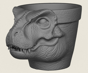 Dinosaur Trex Head Planter Print Ready 3D Model