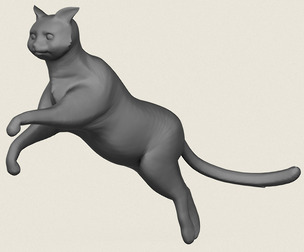 Cat Jumping Pose Print Ready 3D Model