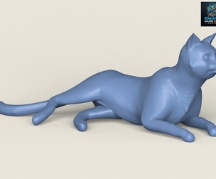 Cat Relaxing Pose Print Ready 3D Model