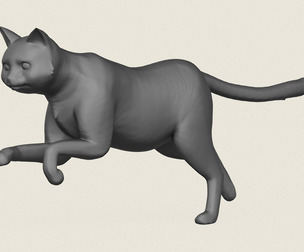 Cat Run Pose Print Ready 3D Model