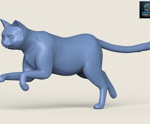 Cat Run Pose Print Ready 3D Model