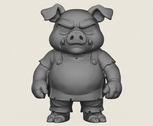 Cartoon Pig Character Print Ready 3D Model