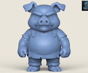 Cartoon Pig Character Print Ready 3D Model