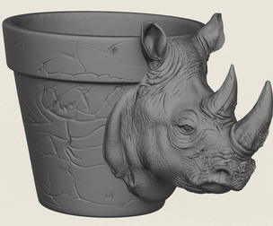 Rhino Head Planter