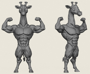 Muscular Giraffe Character