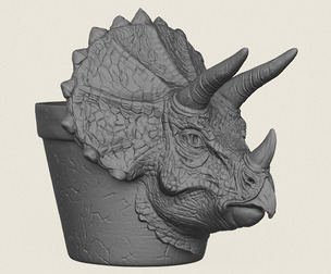 Triceratops Dinosaur Head Planter