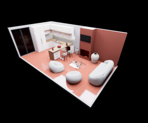 Home room isometric 3D and furnitures 3D model