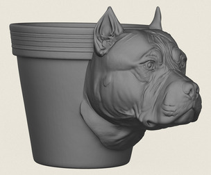 Pitbull Dog Head Planter