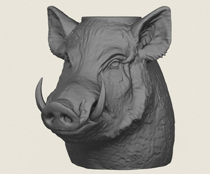 Wild Boar Head Vase