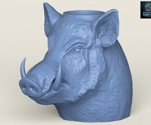 Wild Boar Head Vase