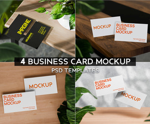 4 Business Card Mockup PSD Template - Professional Minimalist Architectural Brand Identity