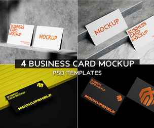 4 Business Card Mockup PSD Template - Professional High-End Architectural & Studio Identity