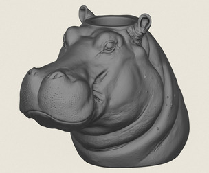 Hippopotamus Face Vase