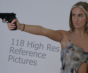 PR0177 - A model with a torn dirty shirt and weapons