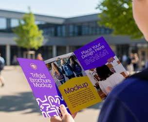 School Trifold Brochure Mockup PSD Template - Professional Academic & Educational Branding