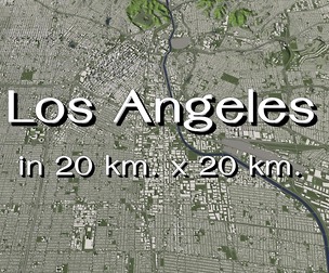 Los Angeles USA in 20 km x 20 km - city and urban