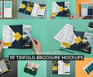 10 Trifold Brochure Mockup PSD Templates - Professional Mega Bundle for Marketing
