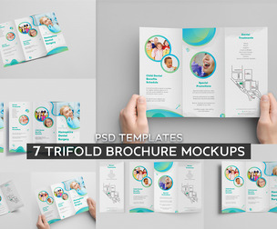 7 Trifold Brochure Mockup PSD Templates - Professional Mega Bundle for Marketing