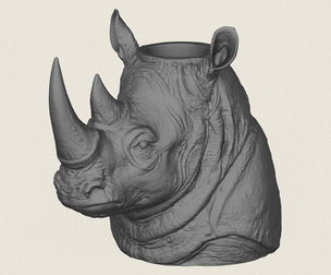 Rhinoceros Head Vase