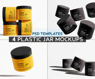 4 Plastic Jar Mockup PSD Templates - Professional High-End Cosmetic & Skincare Packaging