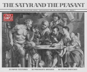 Free Sample - The Satyr and the Peasant Procreate Kit (Procreate Brushes & Paper Textures)