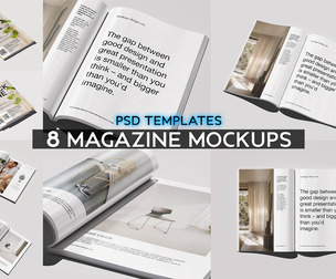 8 Magazine Mockup PSD Templates - Professional High-End Editorial & Catalog Design