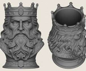 Warrior King Face Vase