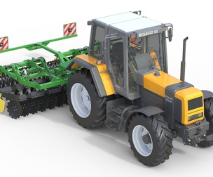 Renault 160-94 Tractor and Compact Disc Harrow