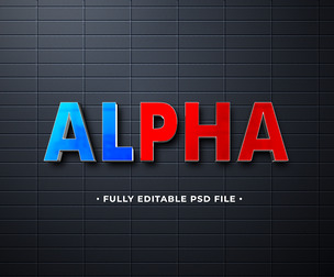 Alpha PSD Fully Editable Text Effect. Layer Style PSD Mockup Template