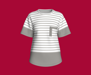 Girls Double-Layer Pocket Striped Tee | Marvelous / Clo3d / obj / fbx