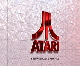 Atari PSD Fully Editable Text Effect. Layer Style PSD Mockup Template