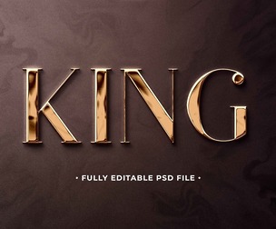King PSD Fully Editable Text Effect. Layer Style PSD Mockup Template