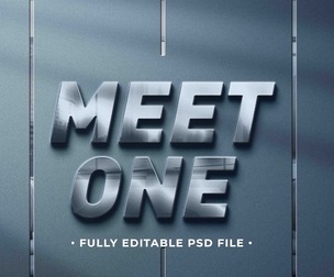 Meet One PSD Fully Editable Text Effect. Layer Style PSD Mockup Template