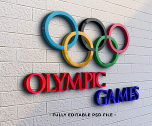 Olymoic Games PSD Fully Editable Text Effect. Layer Style PSD Mockup Template