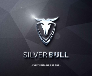 Silver Bull PSD Fully Editable Text Effect. Layer Style PSD Mockup Template