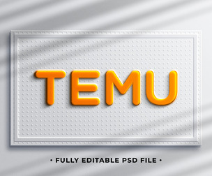 Temu PSD Fully Editable Text Effect. Layer Style PSD Mockup Template