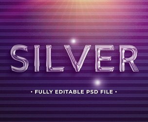 Silver PSD Fully Editable Text Effect. Layer Style PSD Mockup Template