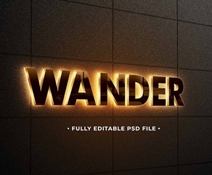 Wander PSD Fully Editable Text Effect. Layer Style PSD Mockup Template