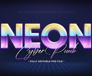 Neon PSD Fully Editable Text Effect. Layer Style PSD Mockup Template