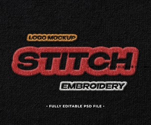 Embroidery Mockup PSD Fully Editable Text Effect. Layer Style PSD Mockup Template